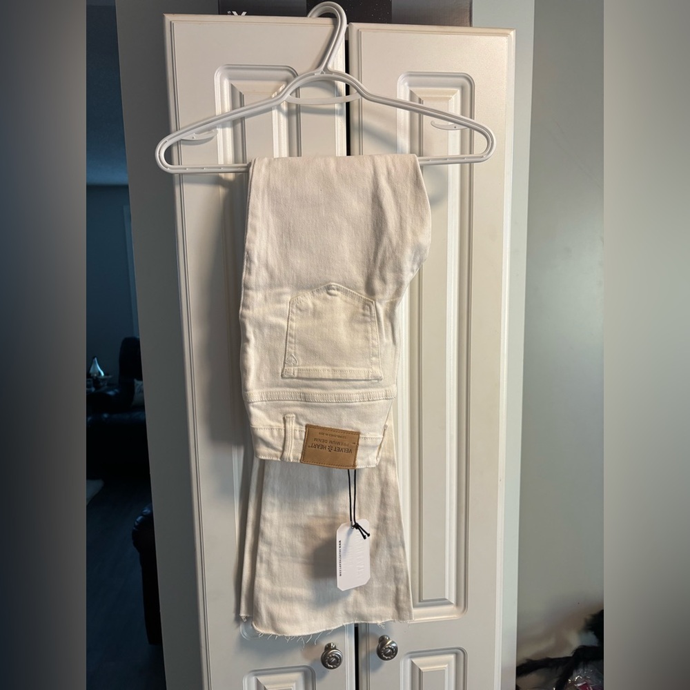 Velvet Heart Cream High-Rise Flare Jeans